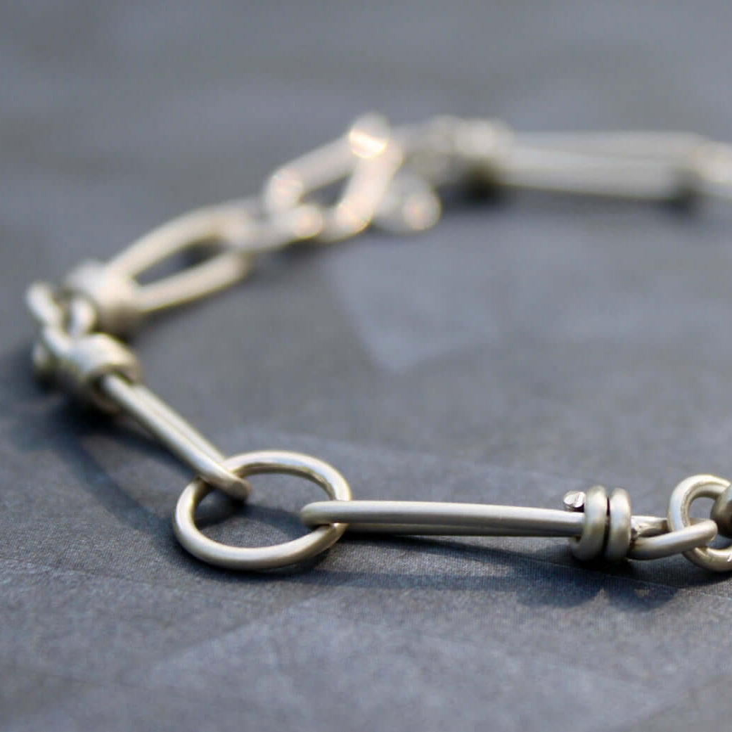 Sterling silver Twisted Link Bracelet handmade carrie foscato design