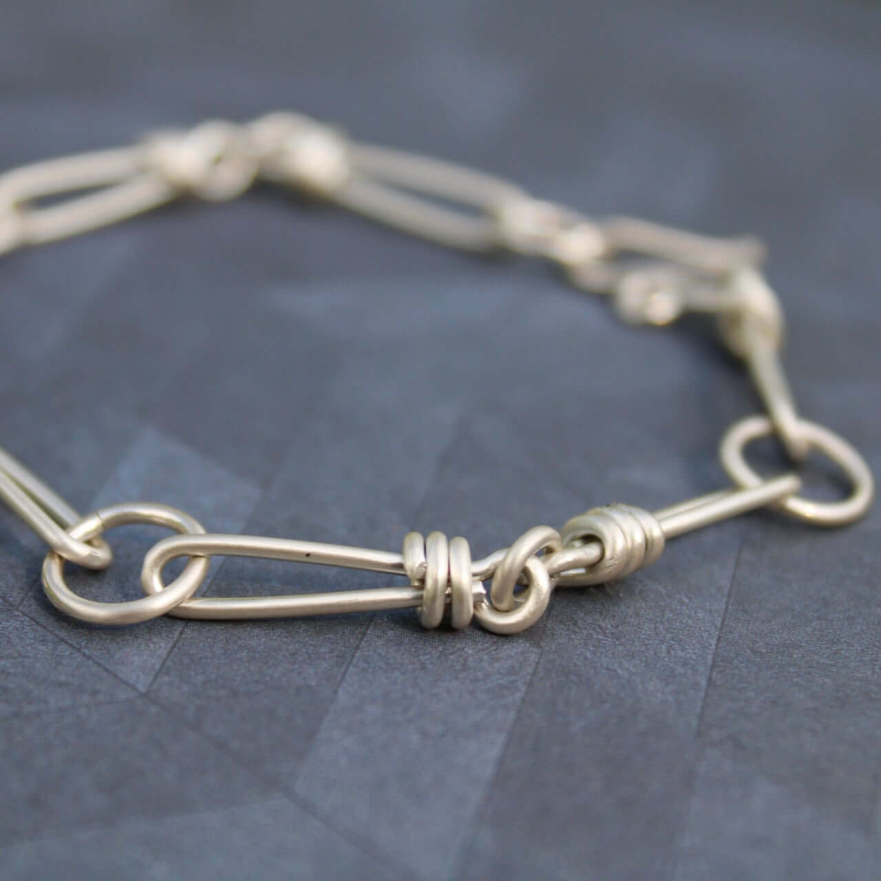 Sterling silver Twisted Link Bracelet handmade carrie foscato design