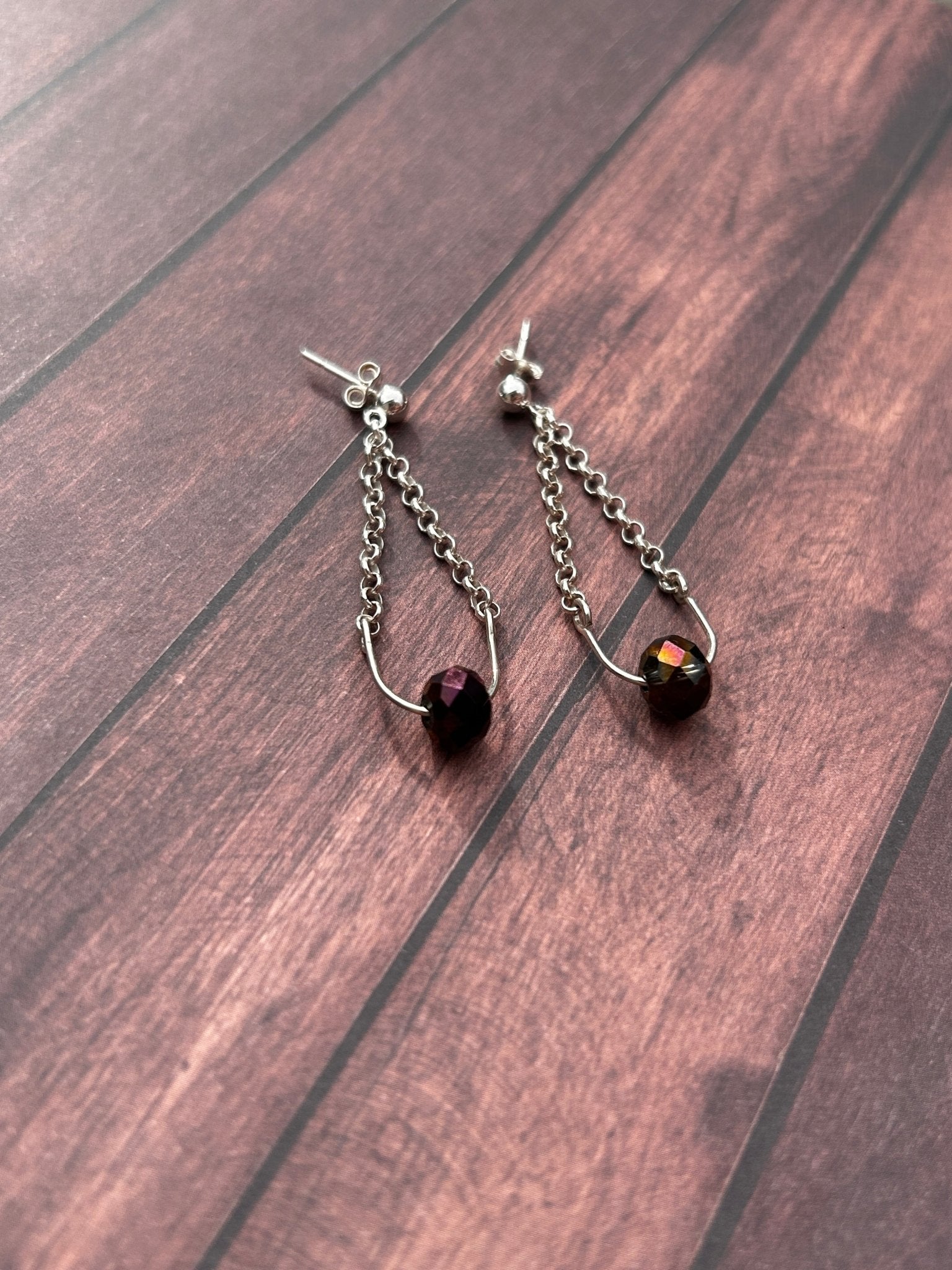 Swarovski Crystal chain & wire Sterling Silver Earrings