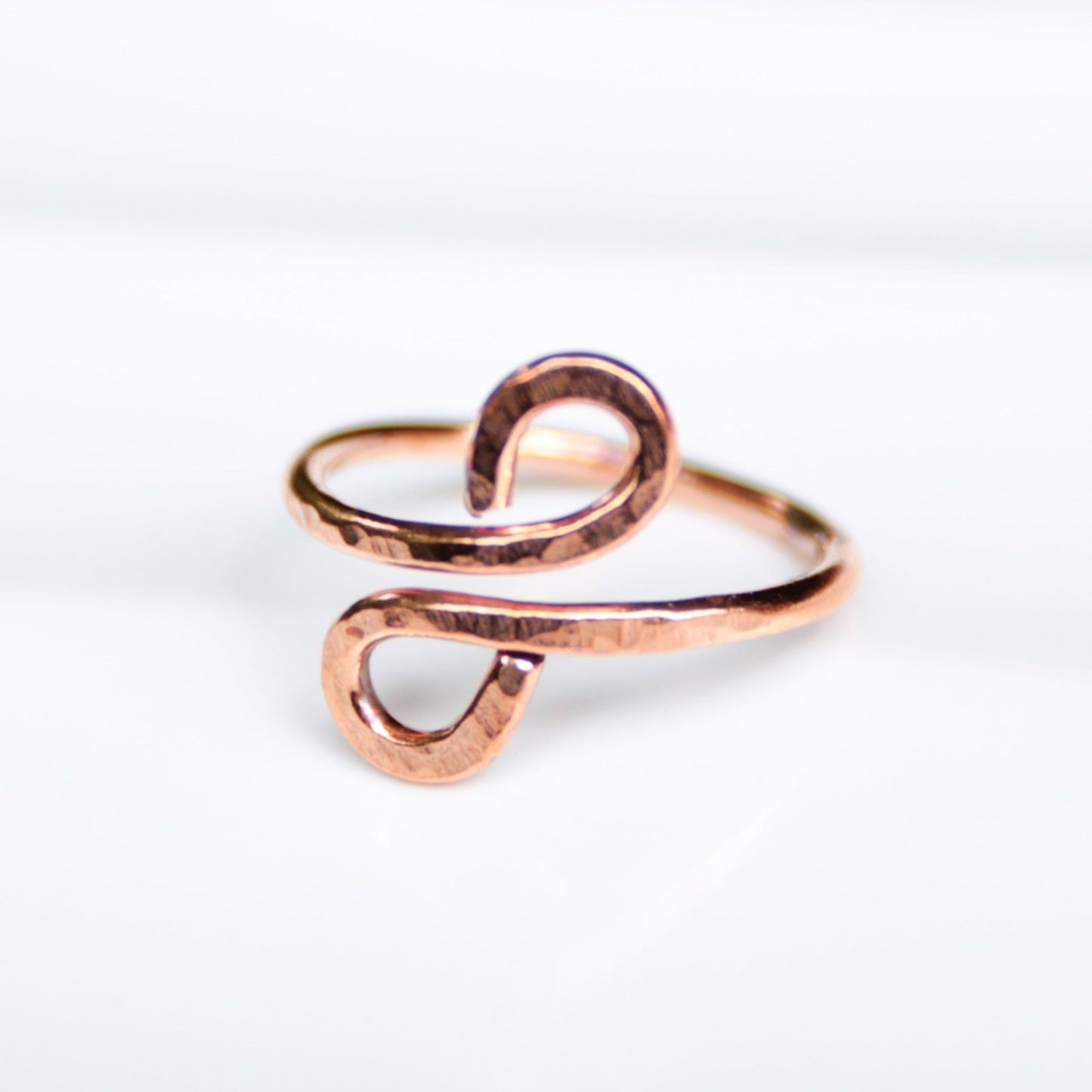 handmade twin teardrop hammered copper adjustable ring made in USA carrie foscato design