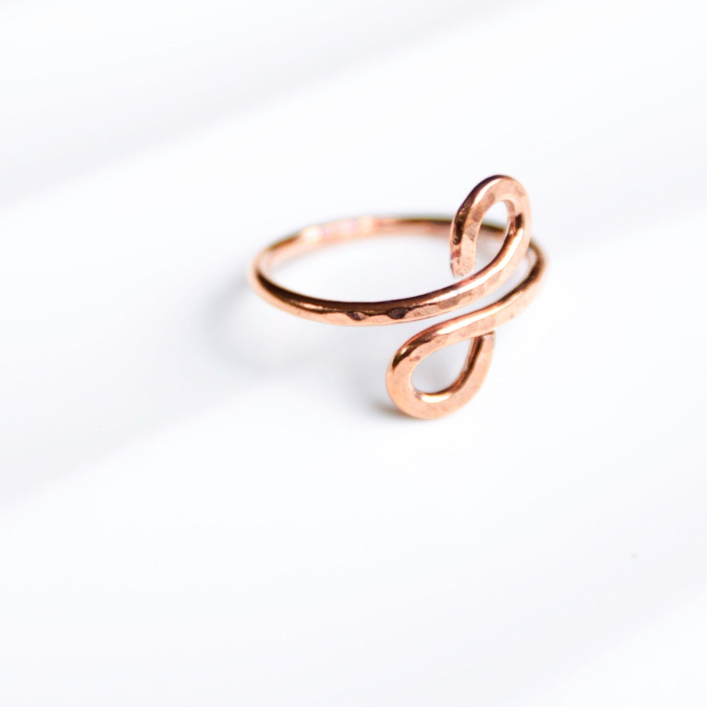 handmade twin teardrop hammered copper adjustable ring made in USA carrie foscato design