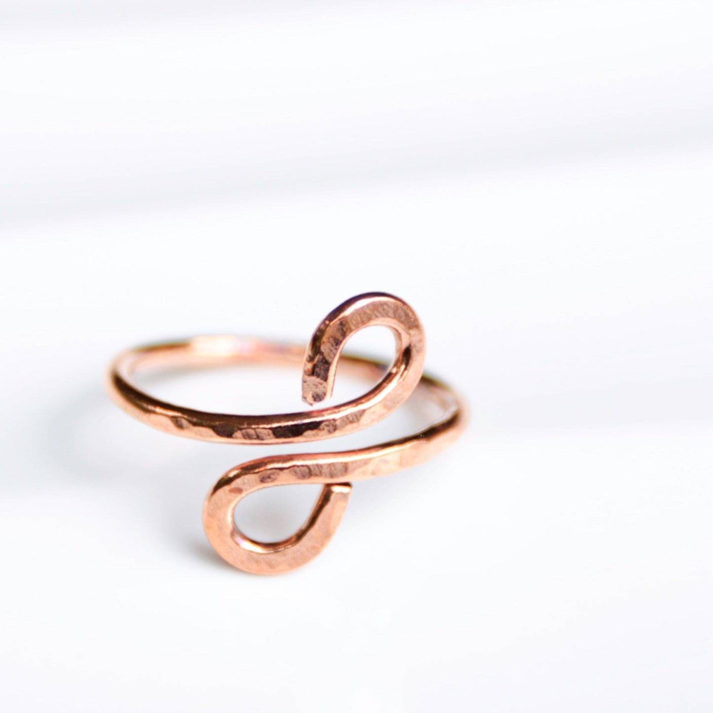handmade twin teardrop hammered copper adjustable ring made in USA carrie foscato design
