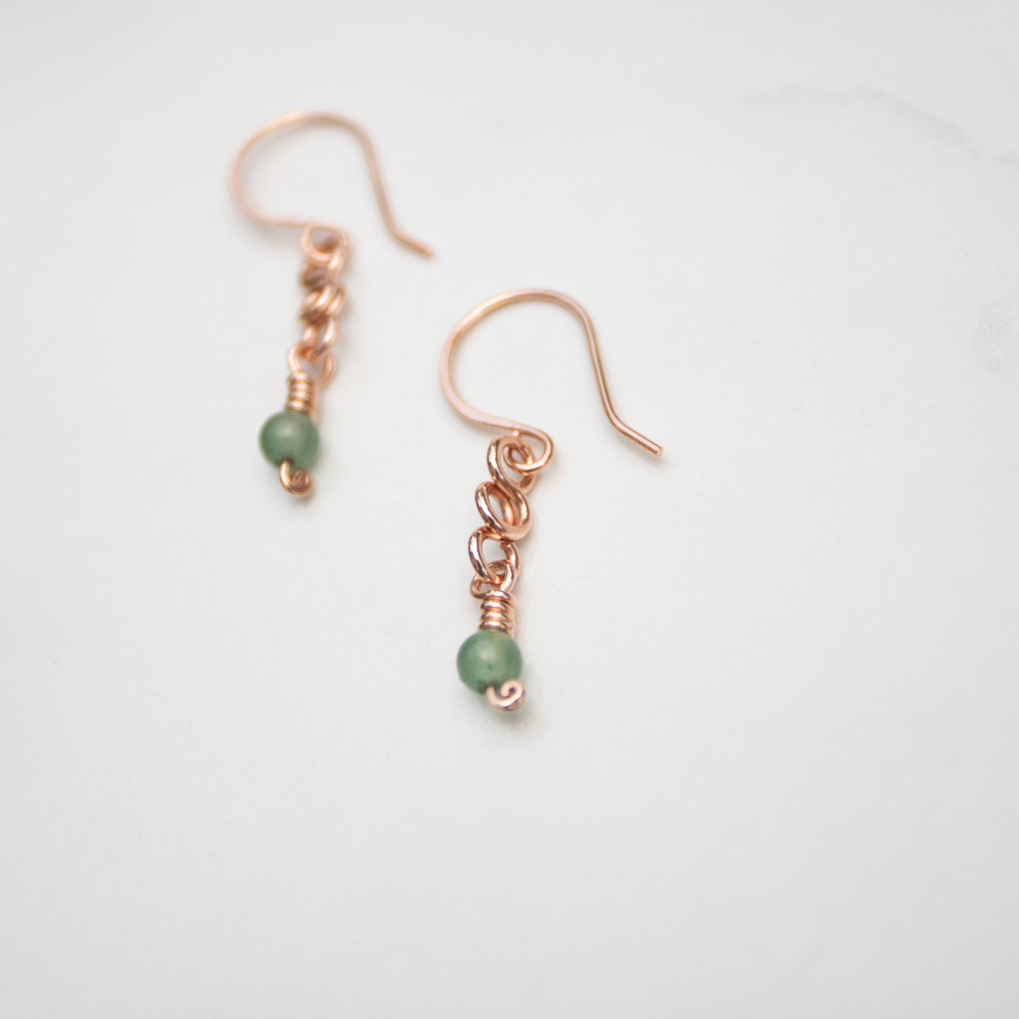 Forest Floor — Aventurine & Copper Loop Chain Earrings