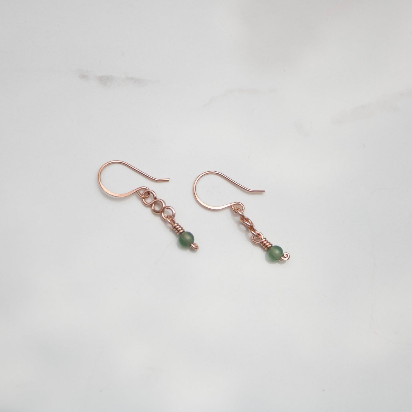 Forest Floor — Aventurine & Copper Loop Chain Earrings