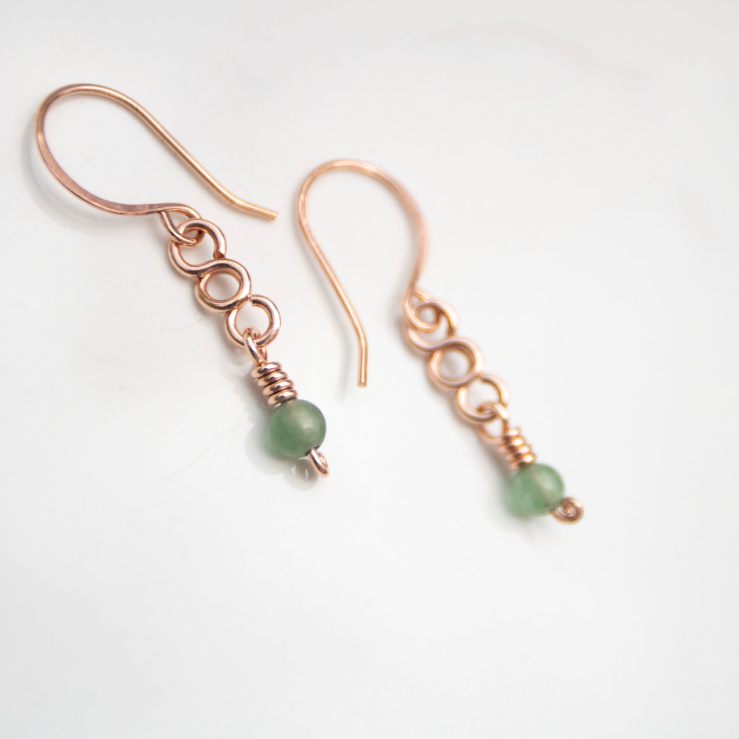 Forest Floor — Aventurine & Copper Loop Chain Earrings