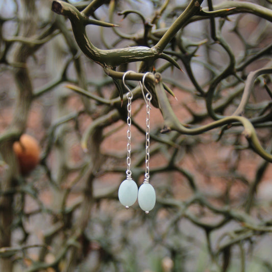 Aquamarine Sterling Silver Chain Earrings