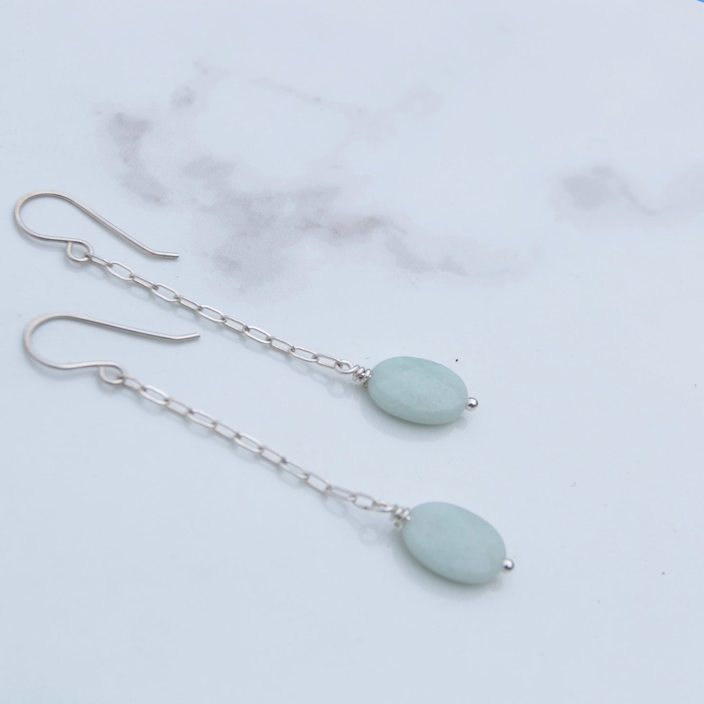Aquamarine Sterling Silver Chain Earrings