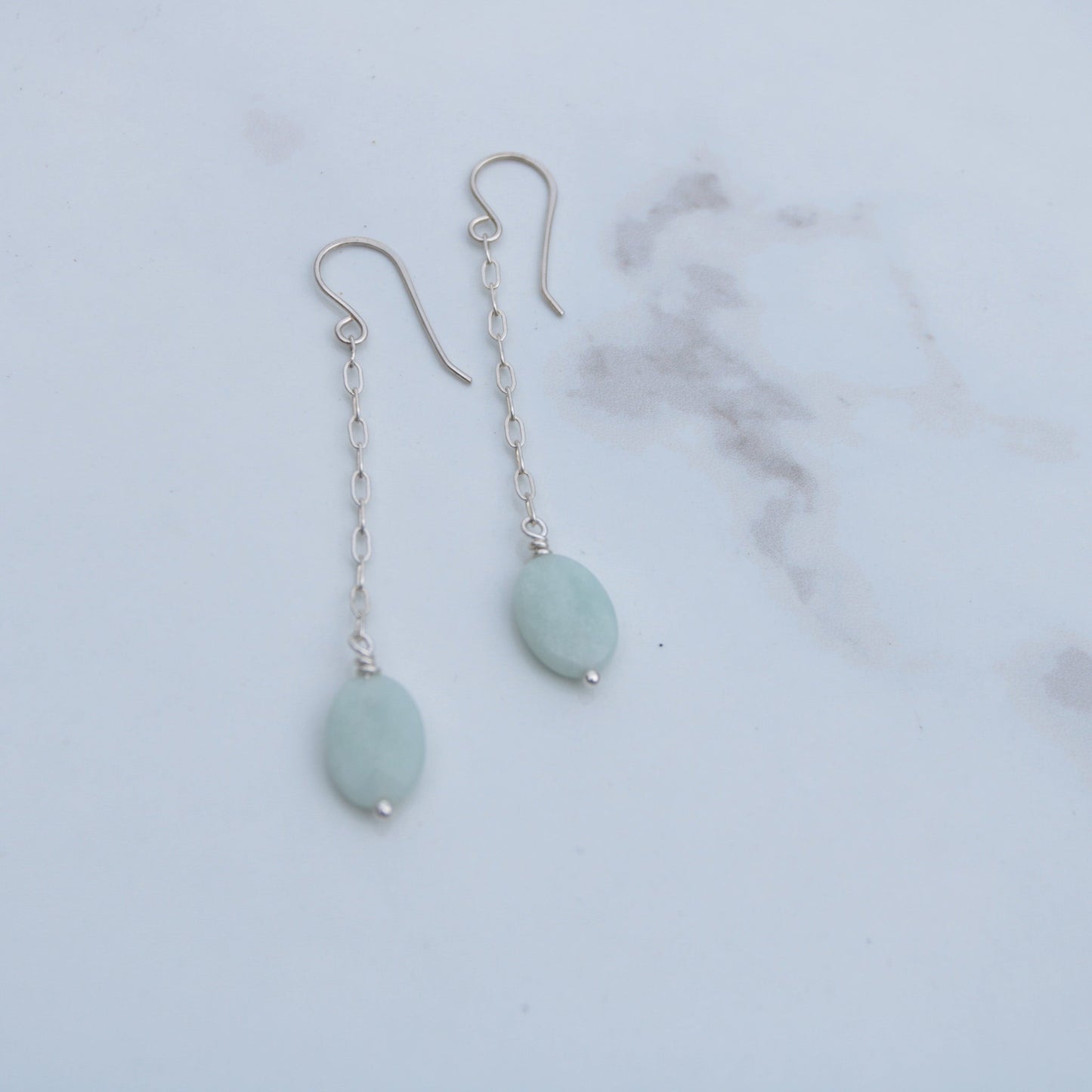 Aquamarine Sterling Silver Chain Earrings