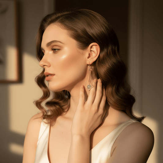 Art Deco Aquamarine Copper Earrings