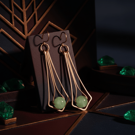 Art Deco Aquamarine Copper Earrings