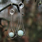 Art Deco Sterling Silver Earrings with Aquamarine Beads