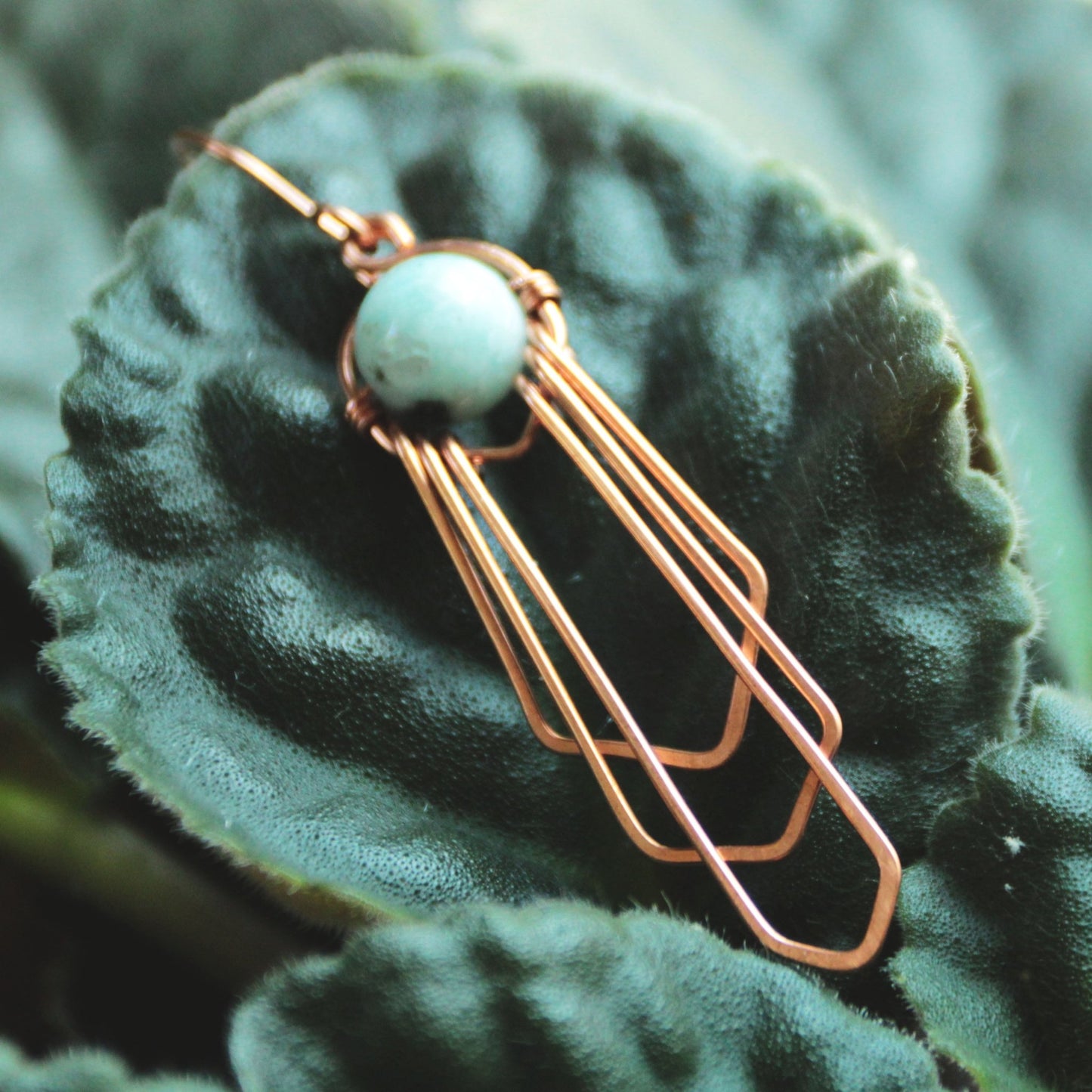 art deco beaded copper earrings made in usa carrie foscato design