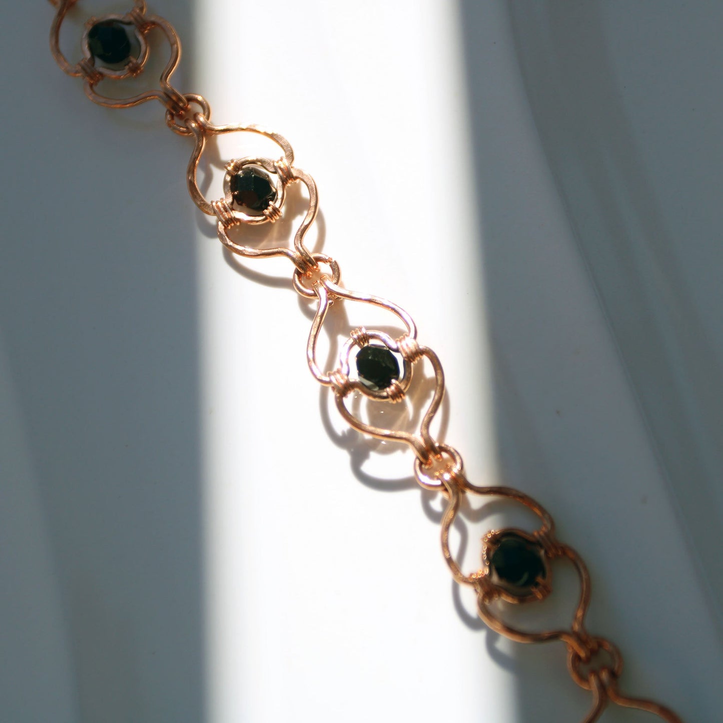 Solid copper artisan bracelet for 7th anniversary gift - Medieval fantasy aesthetic