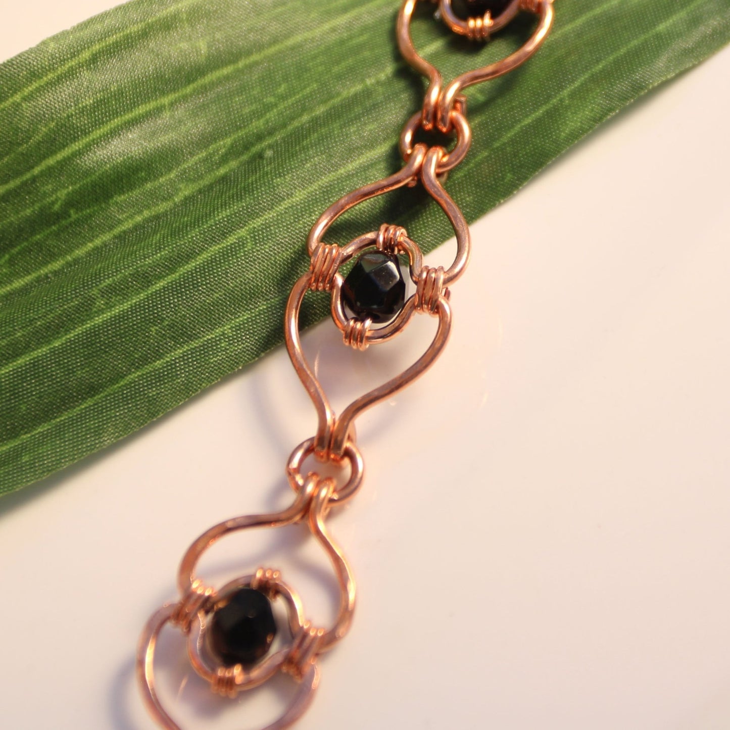 Solid copper artisan bracelet for 7th anniversary gift - Medieval fantasy aesthetic