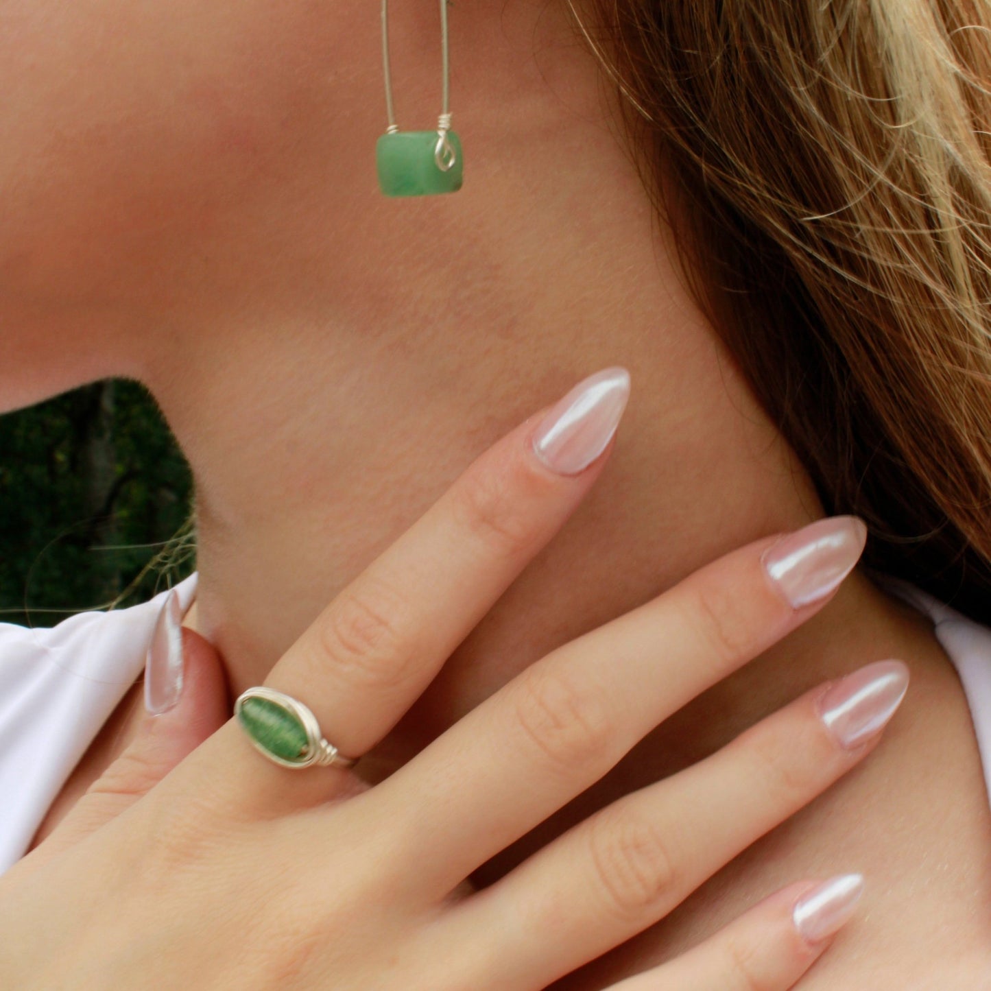 custom wire wrapped gemstone rings in copper or sterling silver handmade in USA