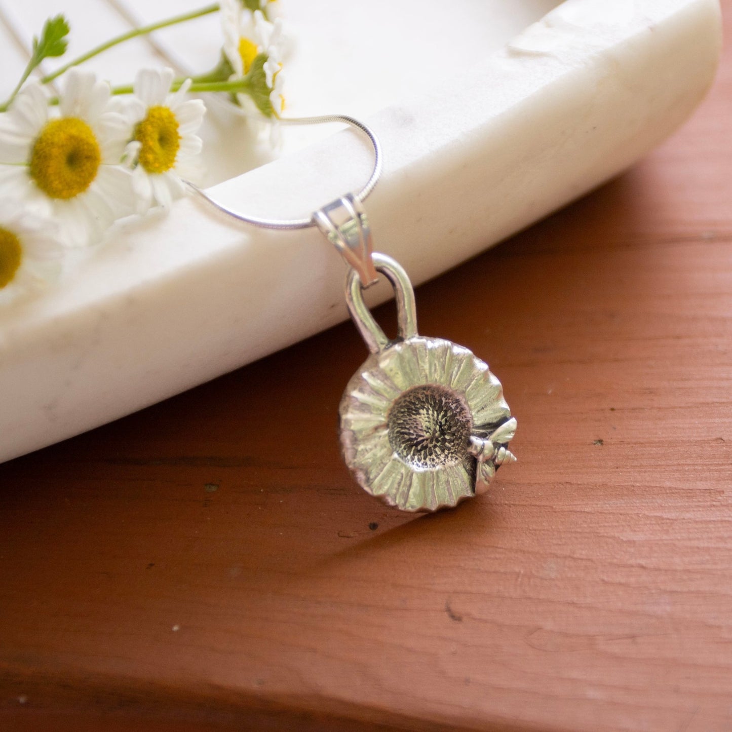 Bee & Bloom Fine Silver Pendant & Chain