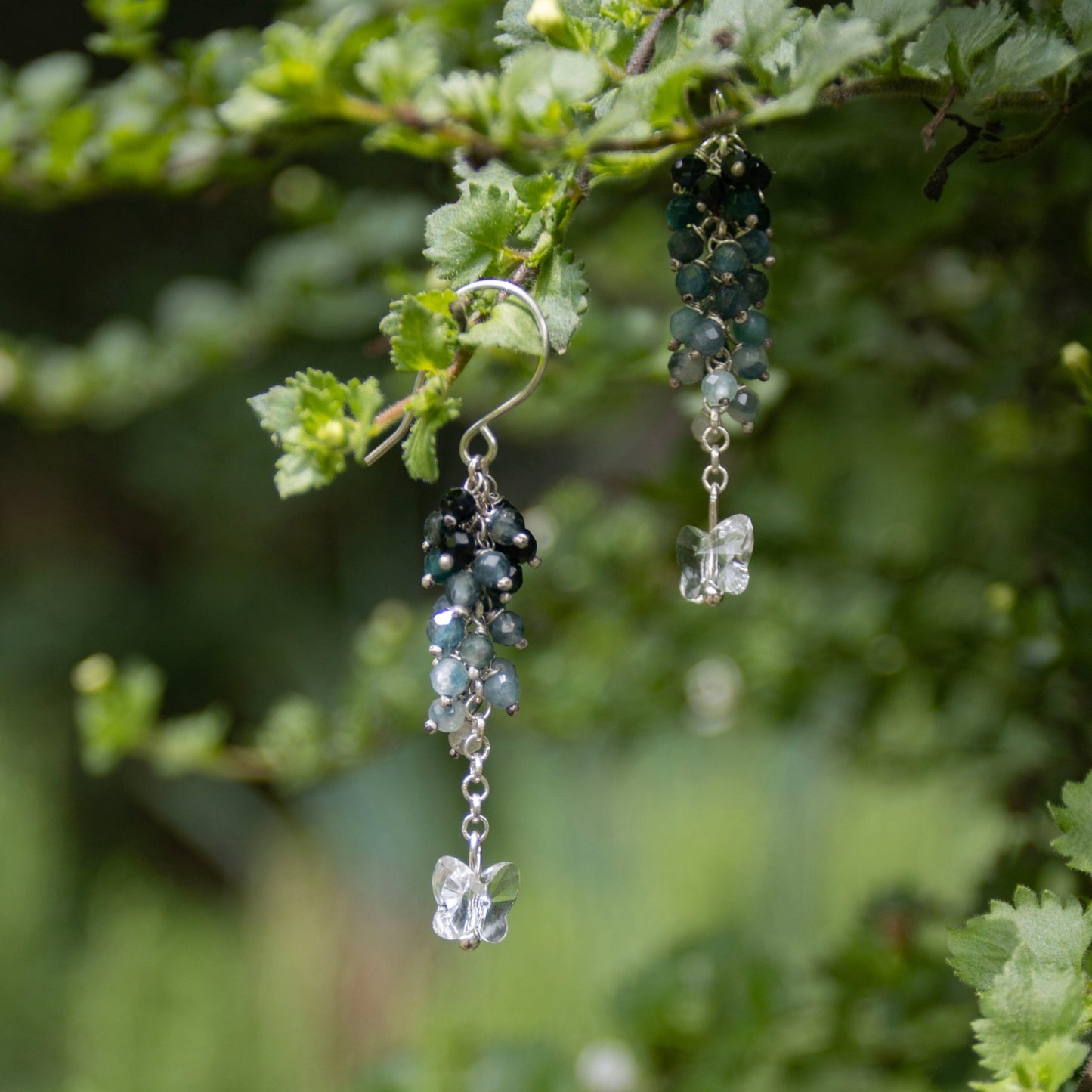 Blue Tourmaline Cluster Earrings