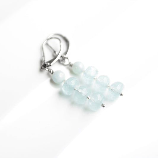 triple faceted blue quartz rondelle leverback earrings made in usa carrie foscato design