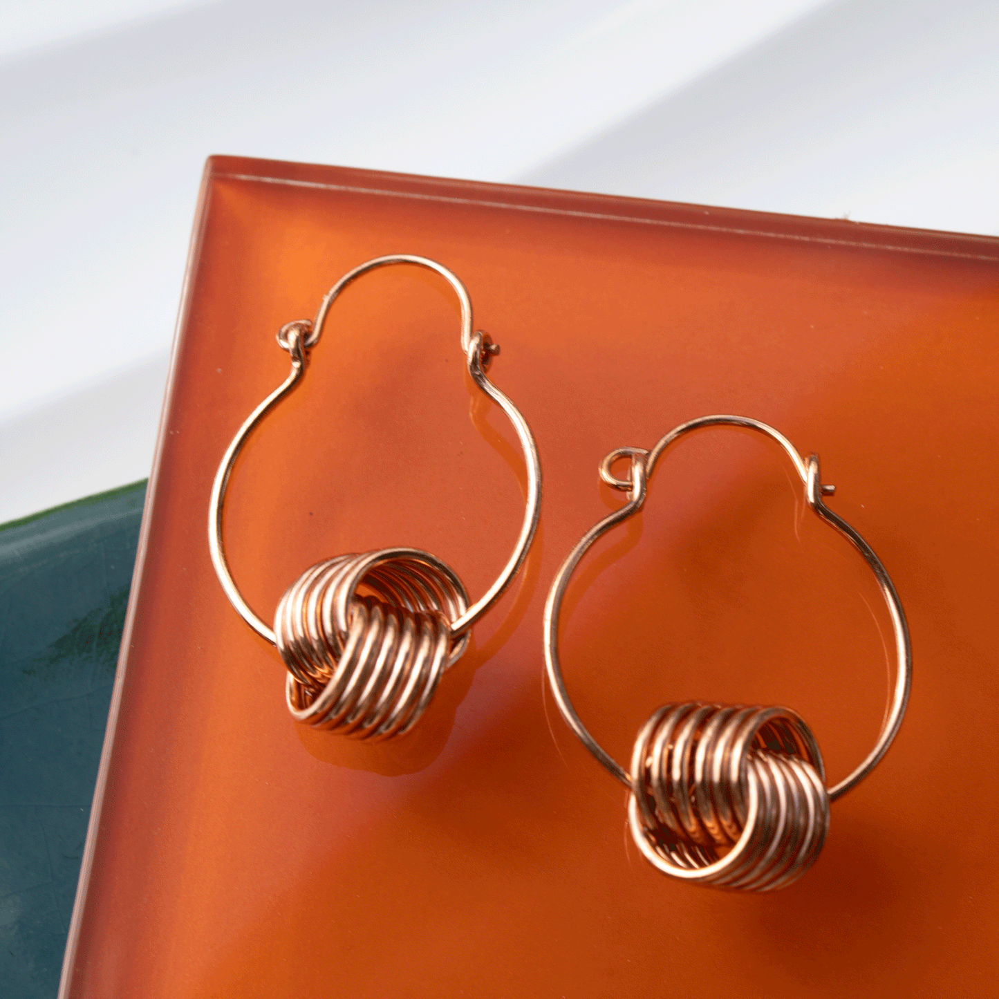 Vintage Inspired Coiled Knot Hoop Earrings in Copper