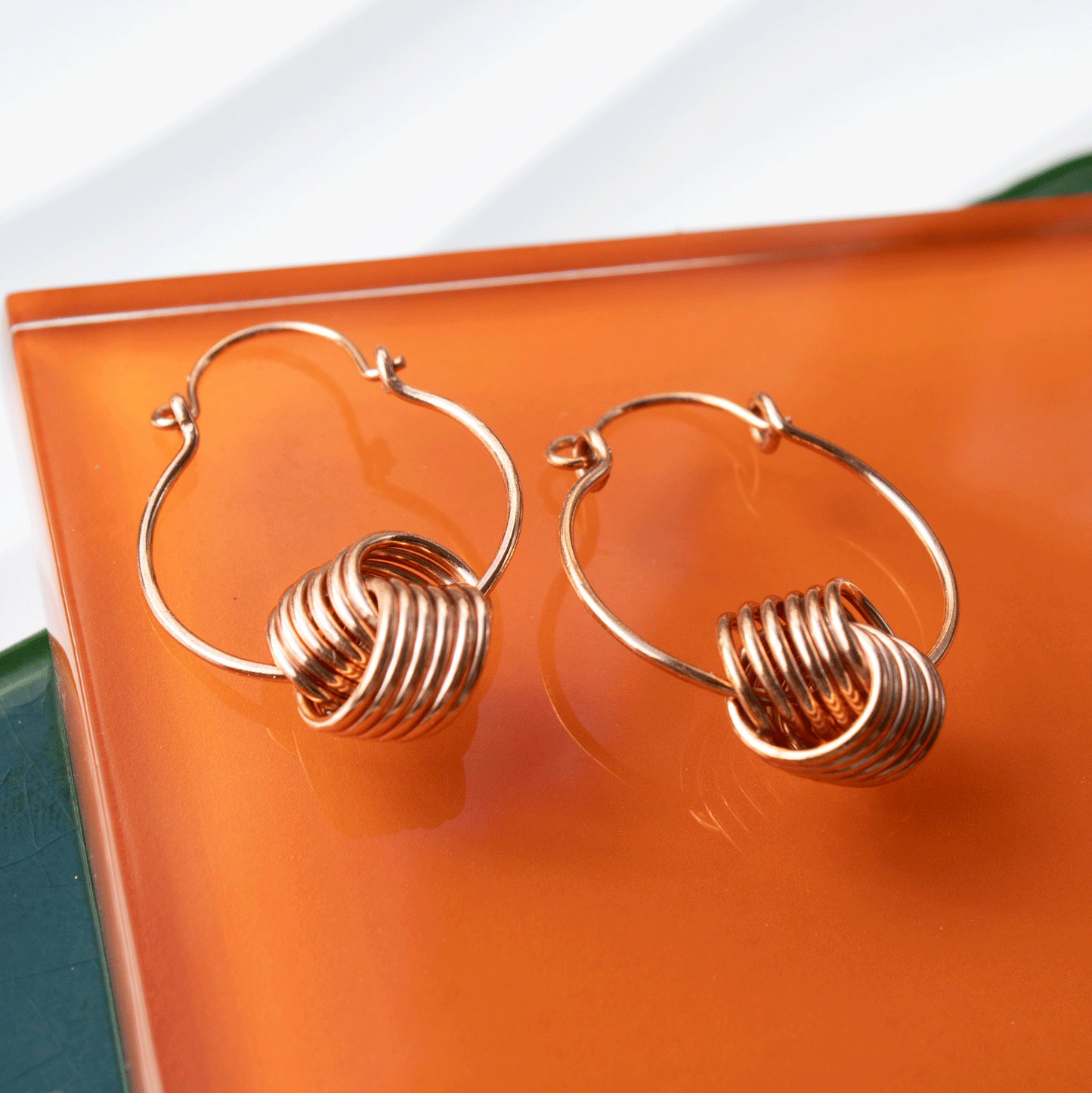 Vintage Inspired Coiled Knot Hoop Earrings in Copper