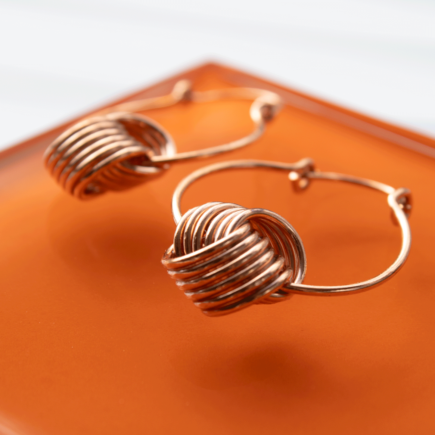 Vintage Inspired Coiled Knot Hoop Earrings in Copper