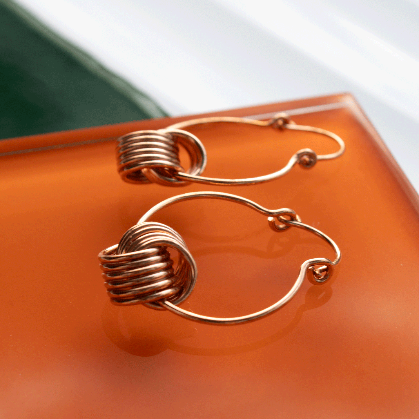 Vintage Inspired Coiled Knot Hoop Earrings in Copper
