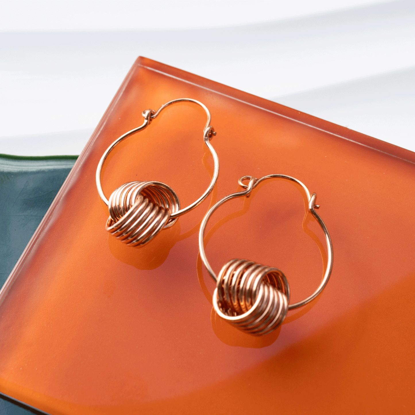 Vintage Inspired Coiled Knot Hoop Earrings in Copper