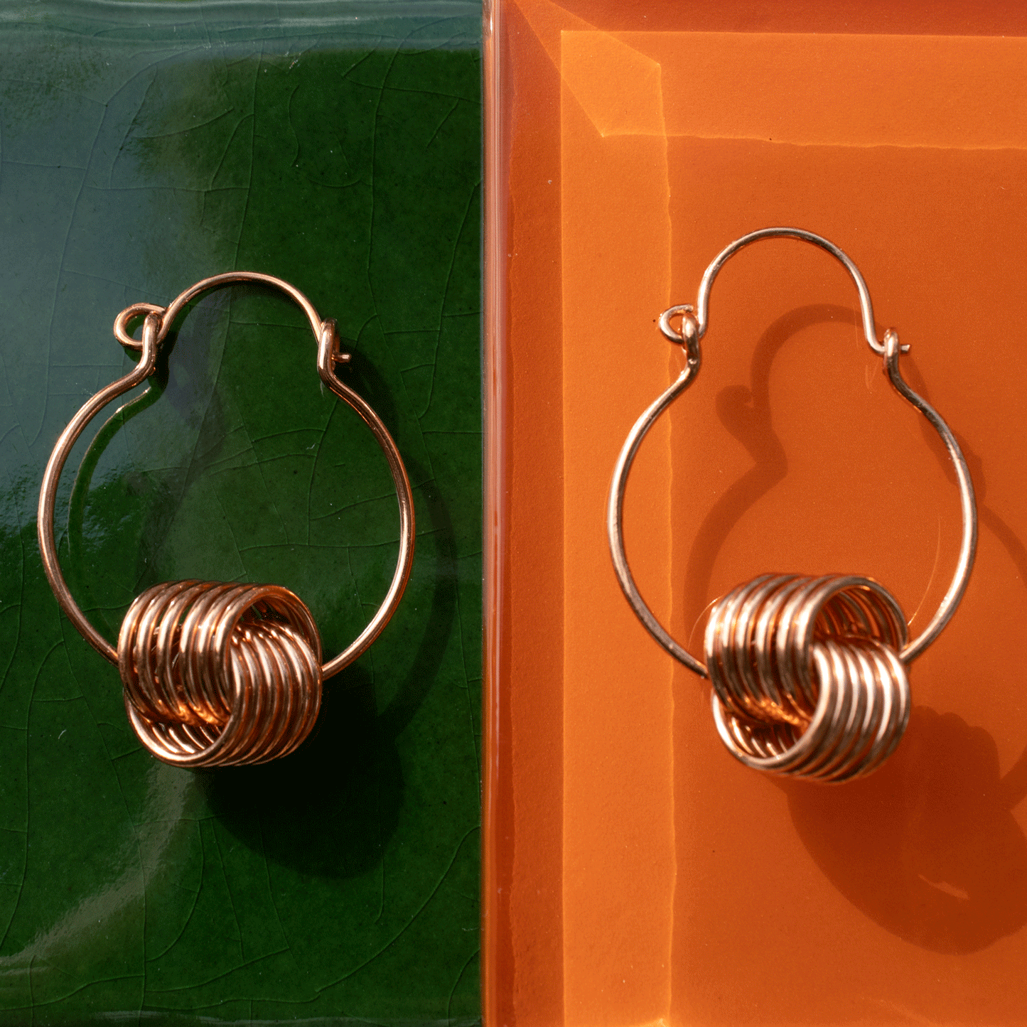 Vintage Inspired Coiled Knot Hoop Earrings in Copper
