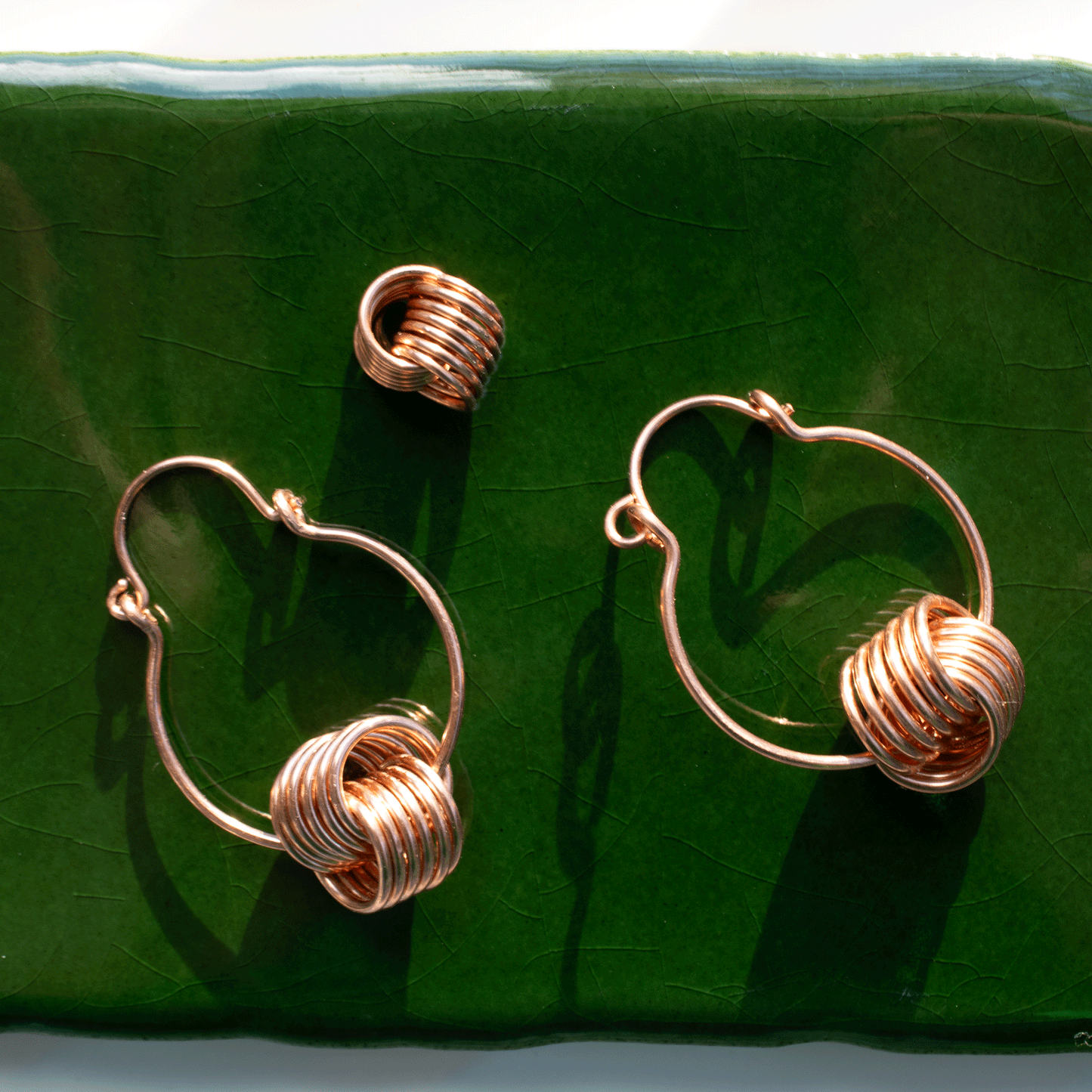 Vintage Inspired Coiled Knot Hoop Earrings in Copper