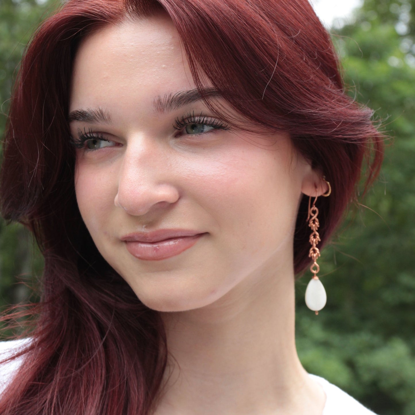 Copper Cascade Handmade Earrings with Mother of Pearl - Carrie Foscato Design