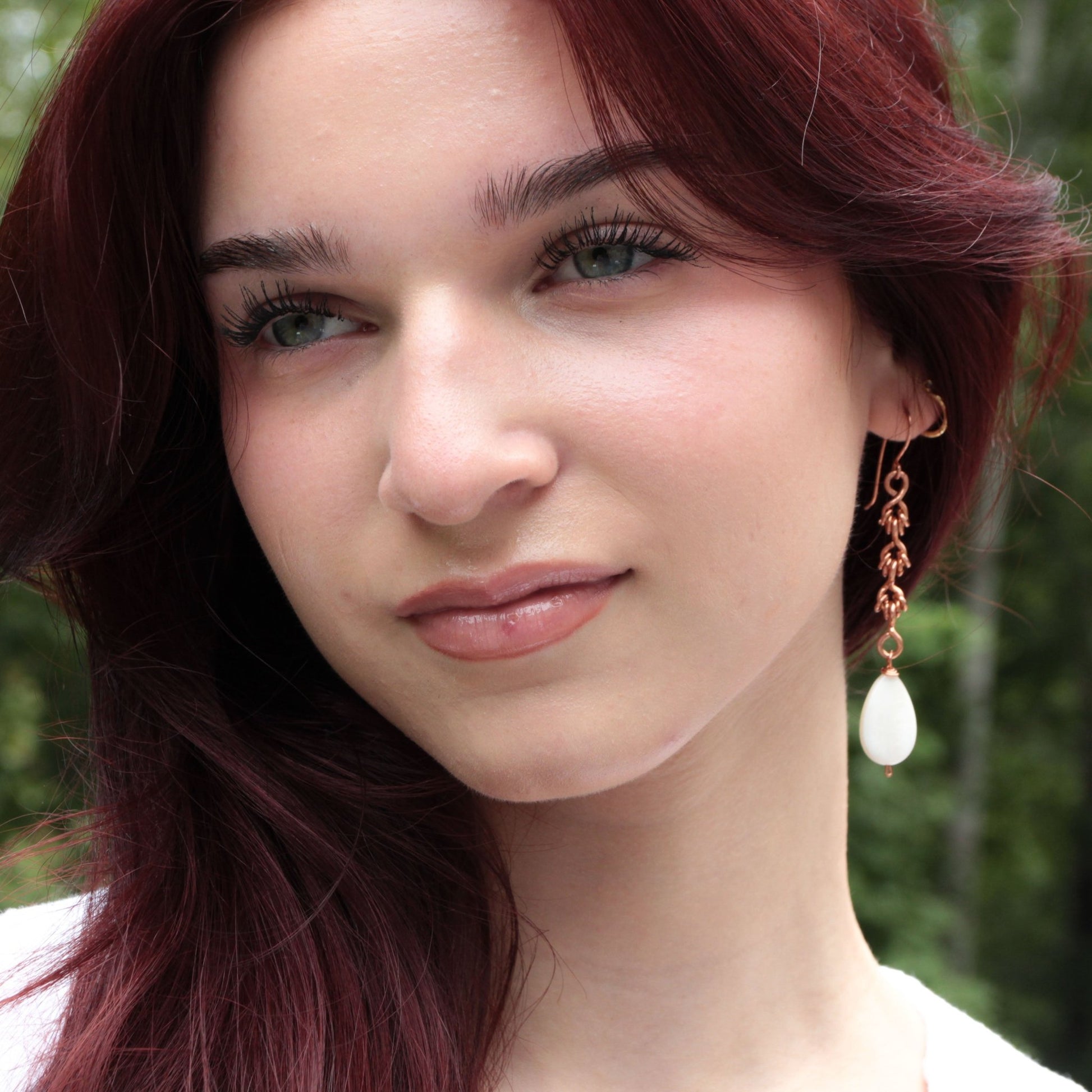 Copper Cascade Handmade Earrings with Mother of Pearl - Carrie Foscato Design