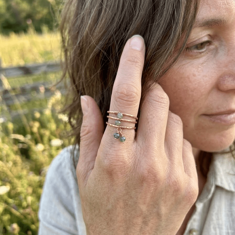 Copper Charm Ring | Blue Tourmaline