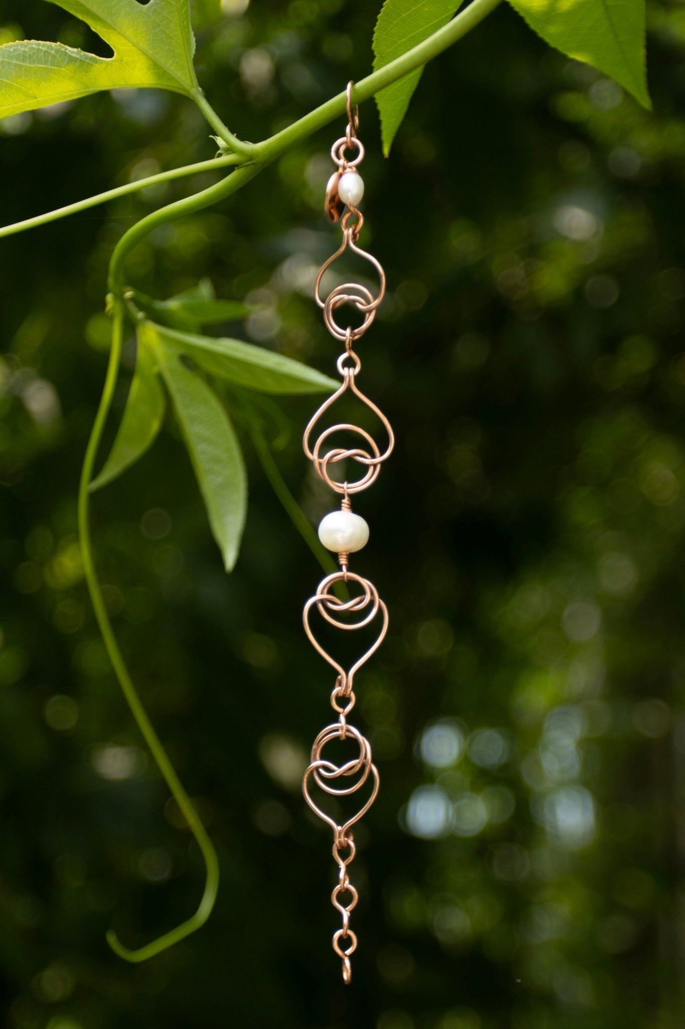 Copper Double Coin Knot Bracelet – Custom Center Bead