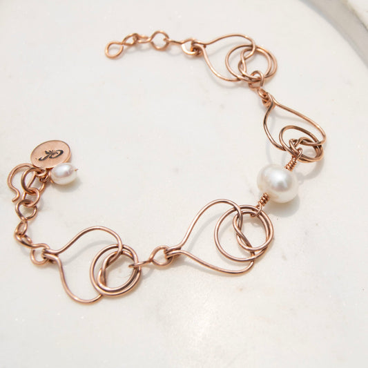 Copper Double Coin Knot Bracelet – Custom Center Bead