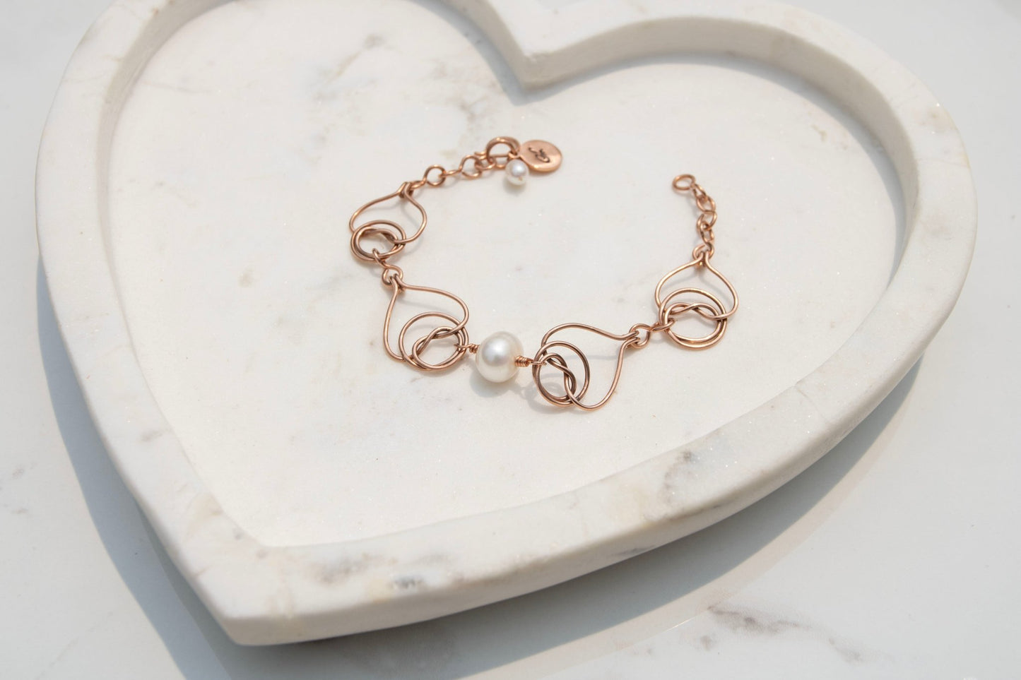 Copper Double Coin Knot Bracelet – Custom Center Bead
