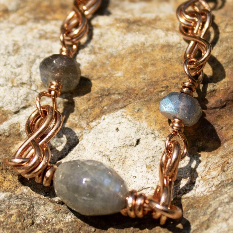 copper double infinity wire wrapped bracelet
