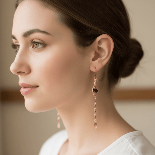Copper Herringbone Twist Earrings