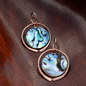 Copper hoop earrings with abalone shells handmade USA