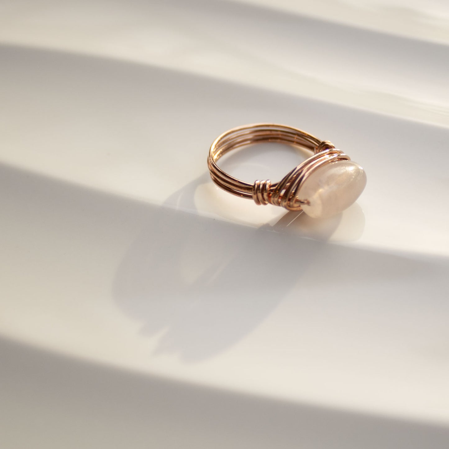 Rose Quartz Wire Wrapped Copper Ring