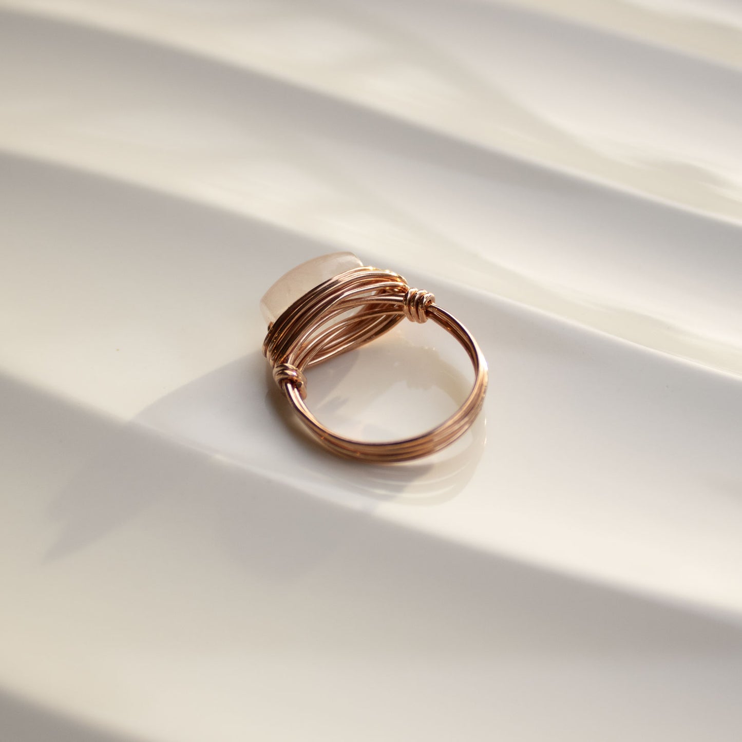 Rose Quartz Wire Wrapped Copper Ring