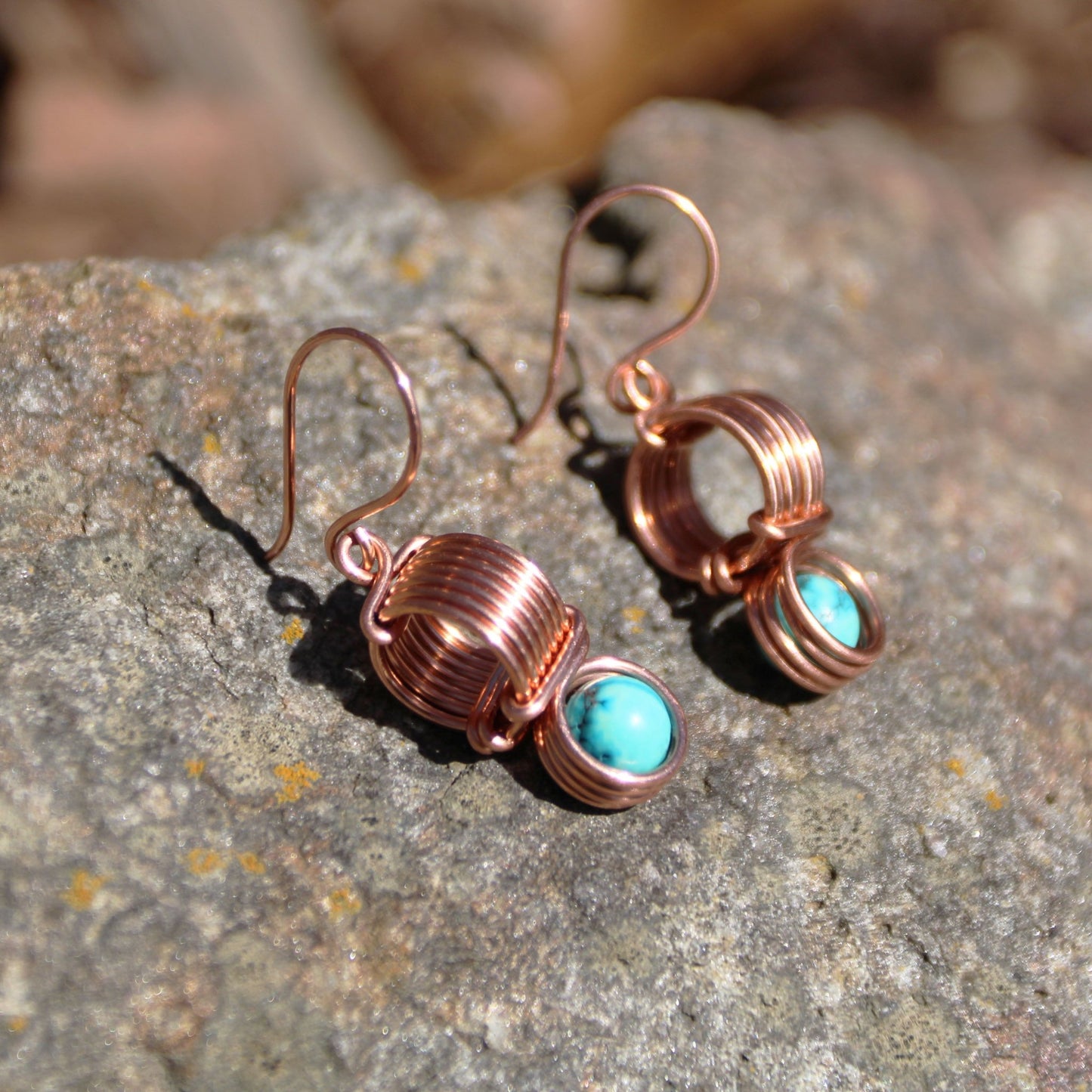 Copper & Turquoise Magnesite Coil Earrings