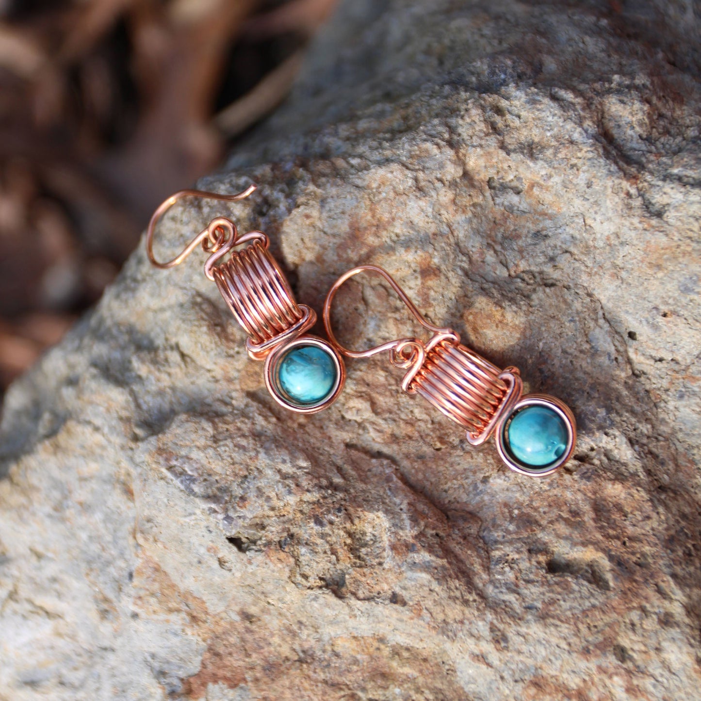 Copper & Turquoise Magnesite Coil Earrings