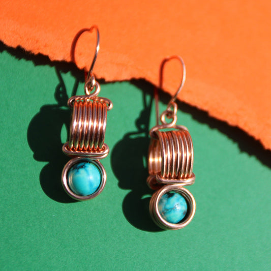 Copper & Turquoise Magnesite Coil Earrings