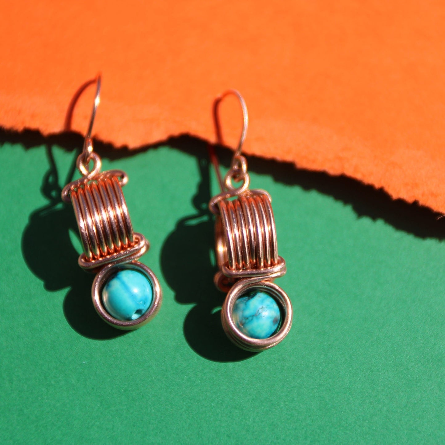 Copper & Turquoise Magnesite Coil Earrings