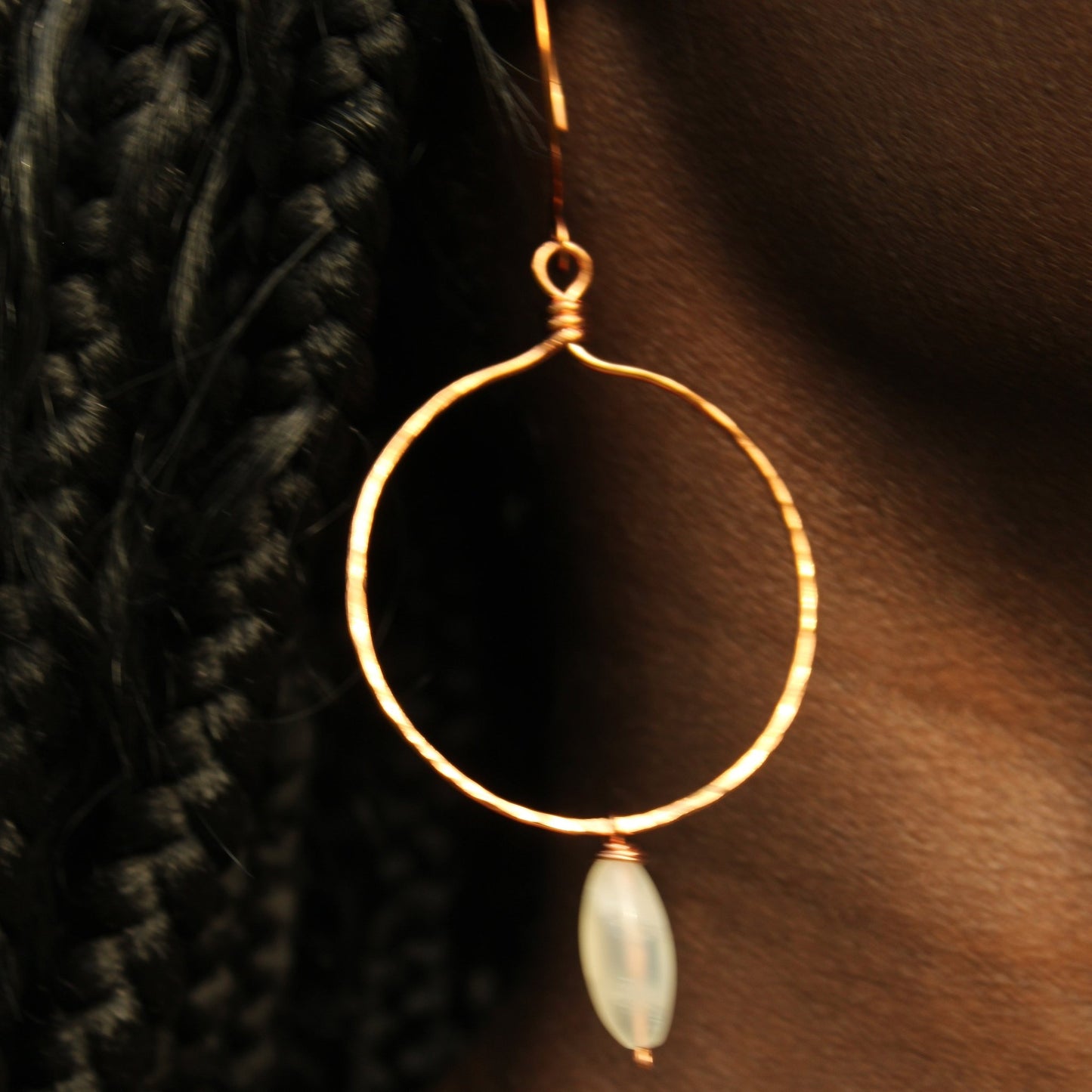 Custom copper hoop earrings with bead of choice handmade in USA carrie foscato design