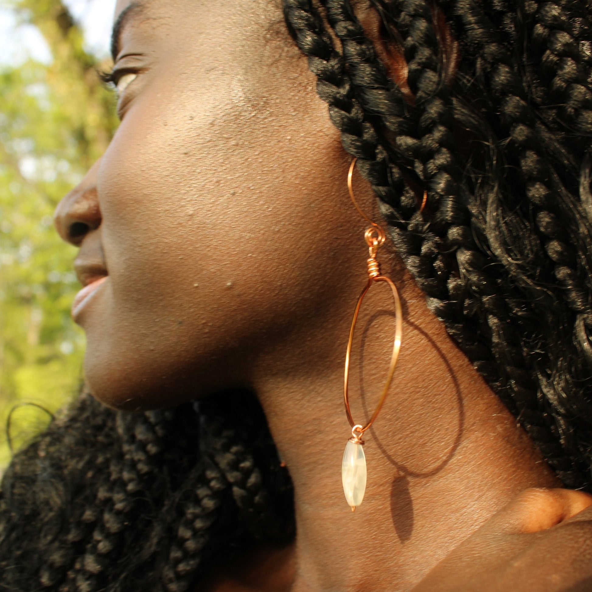 Custom copper hoop earrings with bead of choice handmade in USA carrie foscato design
