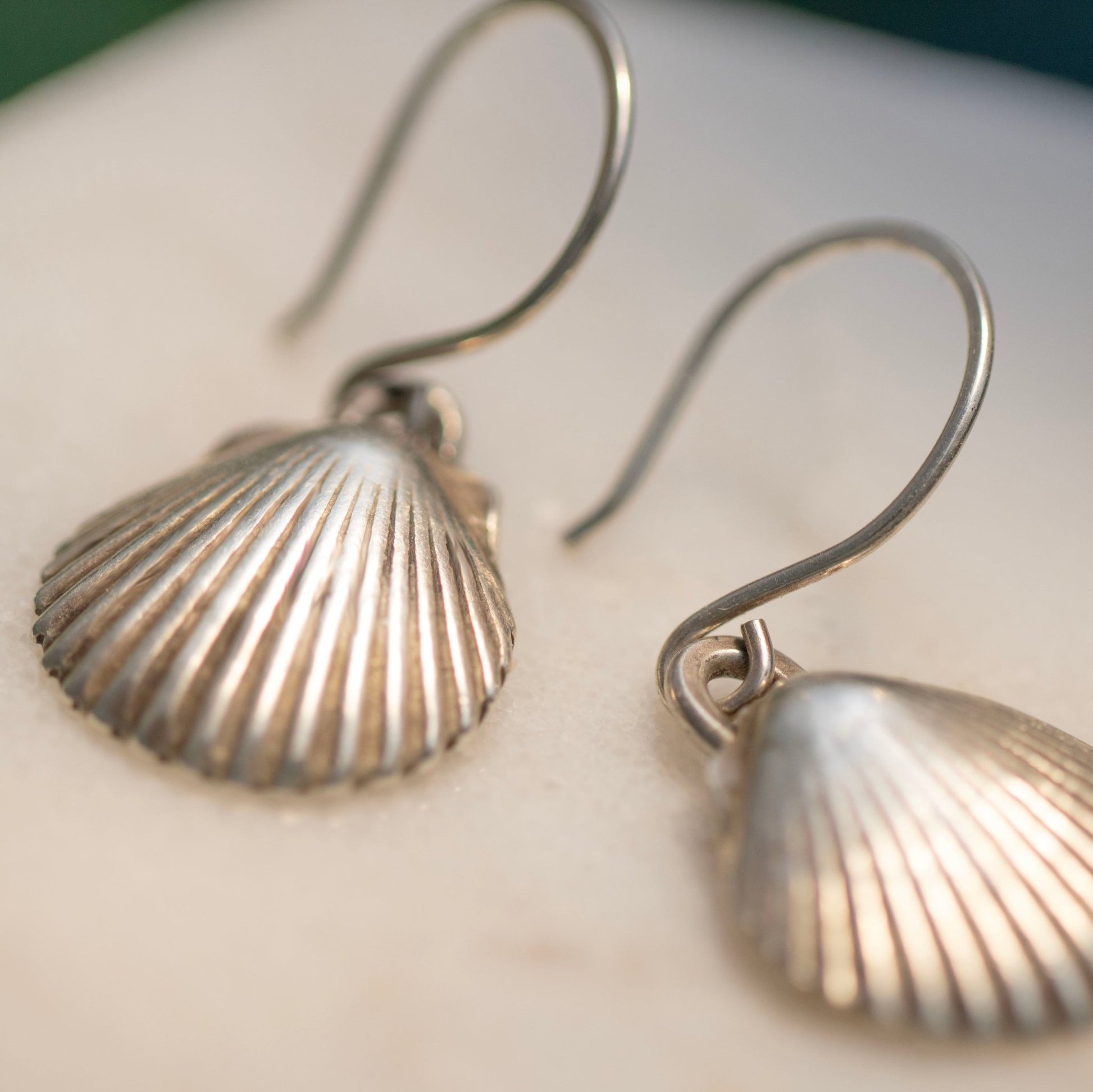 custom fine silver shell earrings handmade carrie foscato design