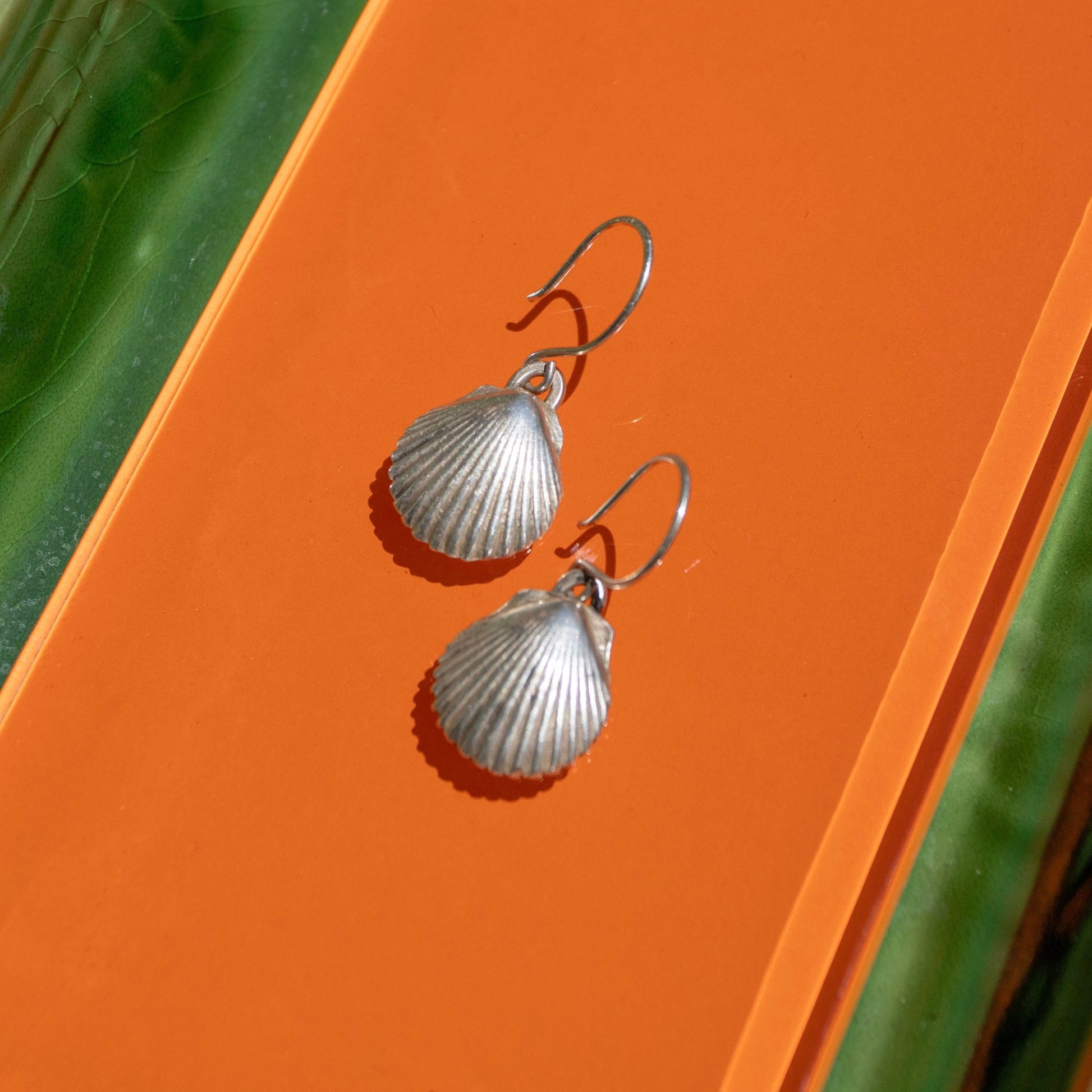 custom fine silver shell earrings handmade carrie foscato design