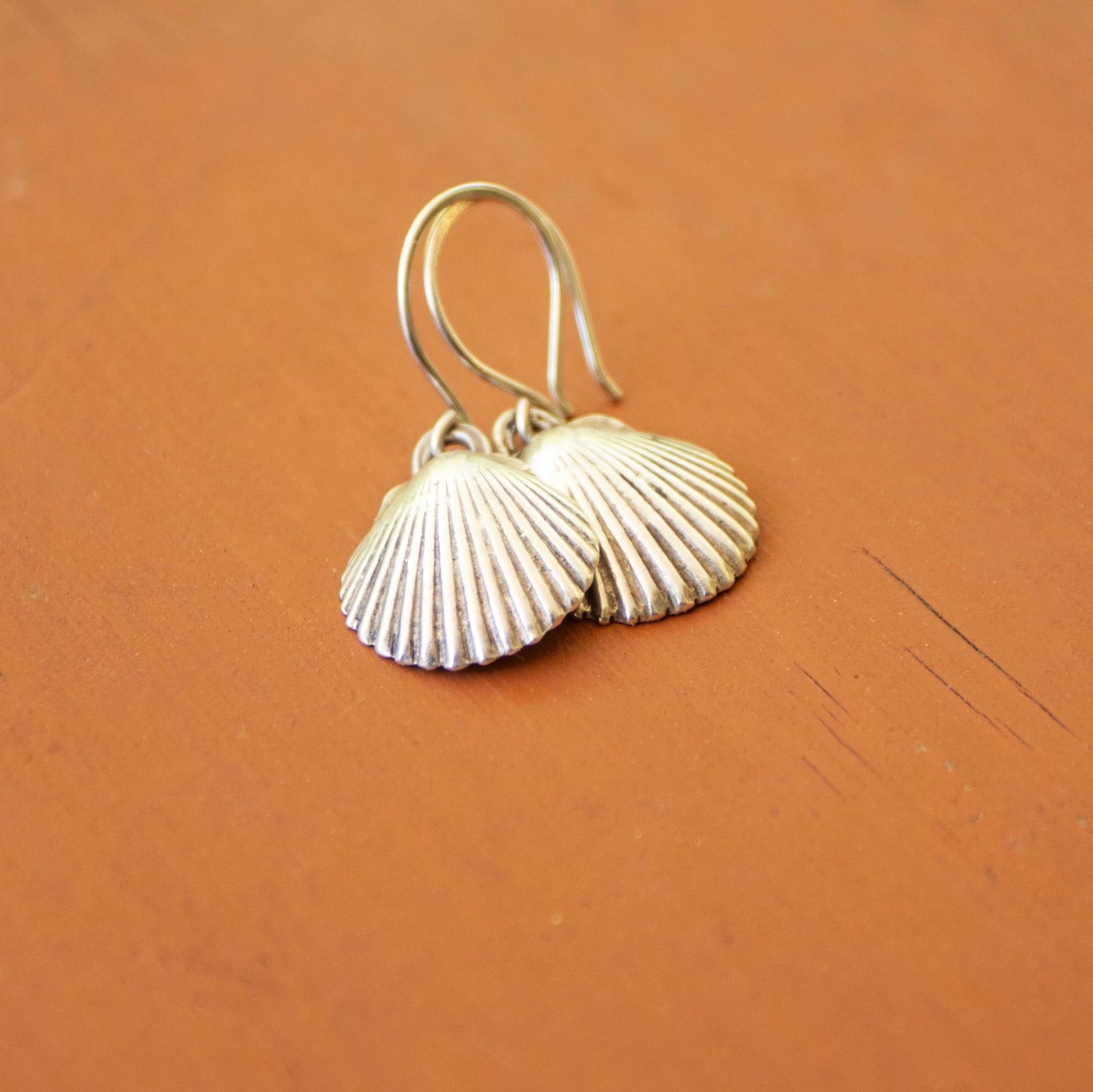custom fine silver shell earrings handmade carrie foscato design