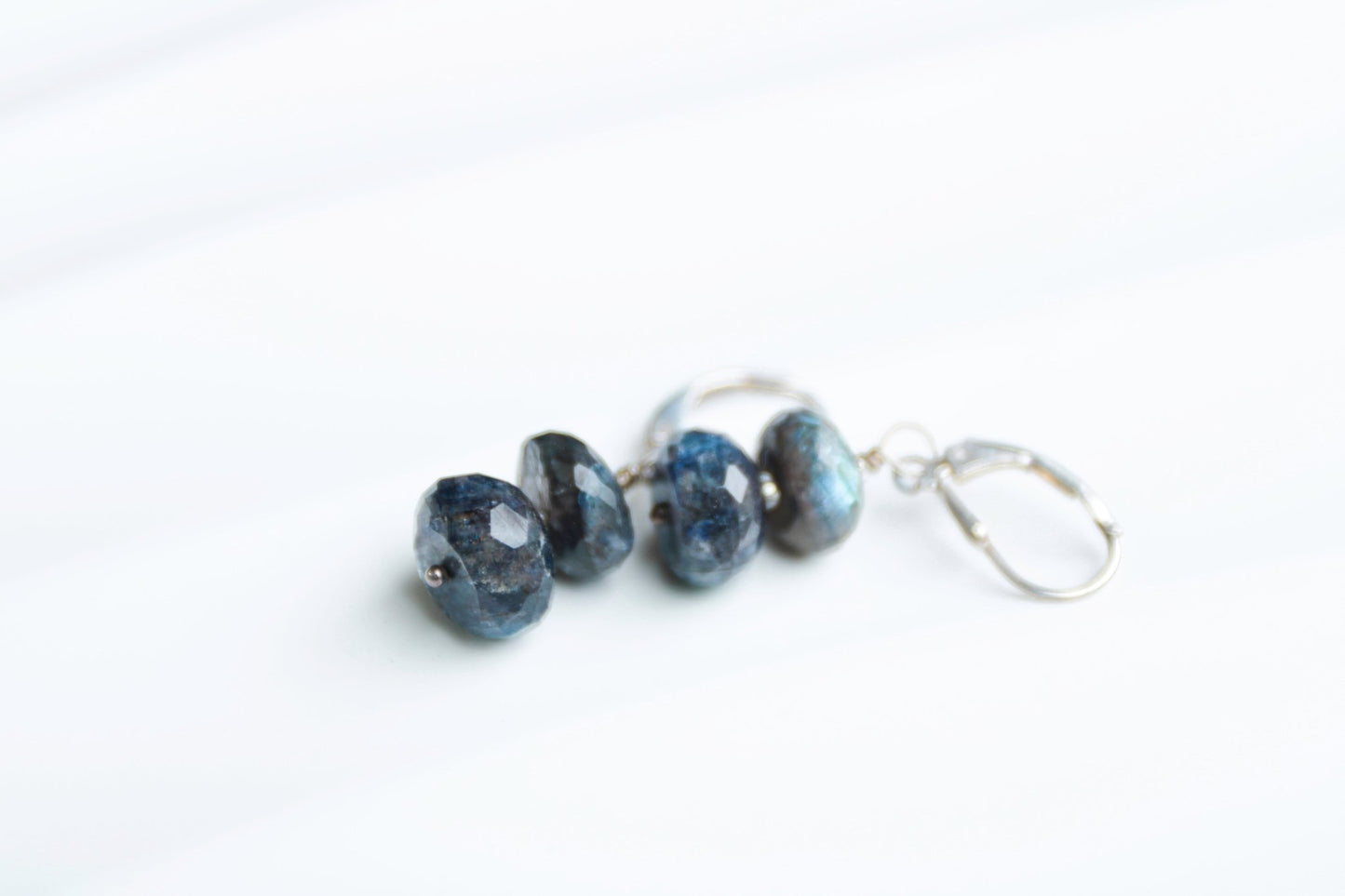 Blue Flicker – Sterling Silver Labradorite Leverback Earrings - Carrie Foscato Design